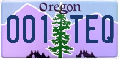 OR license plate 001TEQ