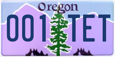 OR license plate 001TET