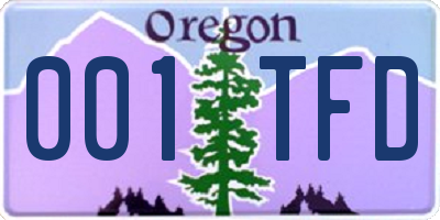 OR license plate 001TFD