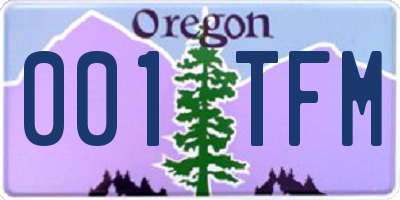 OR license plate 001TFM