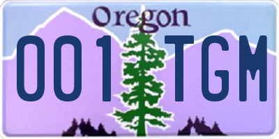 OR license plate 001TGM