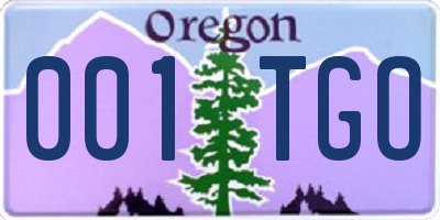 OR license plate 001TGO