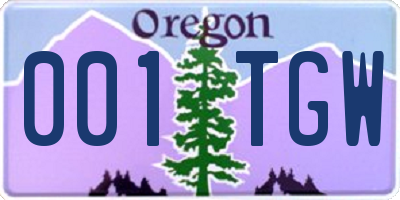 OR license plate 001TGW