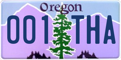 OR license plate 001THA