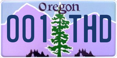 OR license plate 001THD