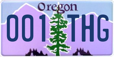 OR license plate 001THG