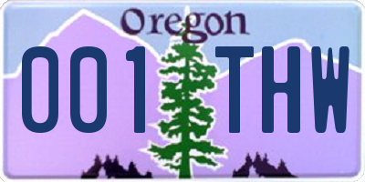 OR license plate 001THW