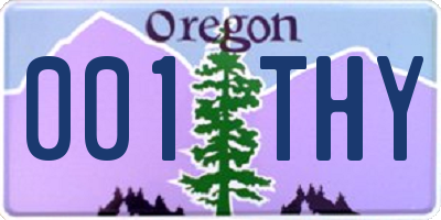 OR license plate 001THY