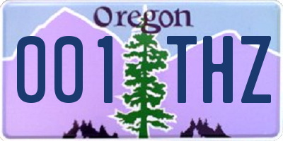 OR license plate 001THZ