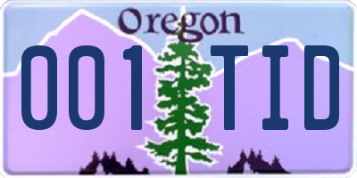 OR license plate 001TID