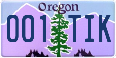 OR license plate 001TIK