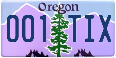 OR license plate 001TIX