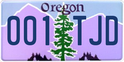 OR license plate 001TJD