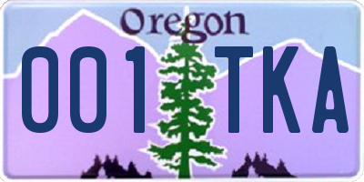 OR license plate 001TKA