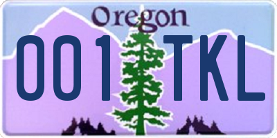 OR license plate 001TKL