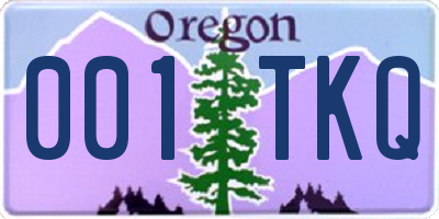 OR license plate 001TKQ
