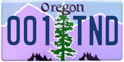 OR license plate 001TND