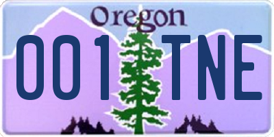 OR license plate 001TNE
