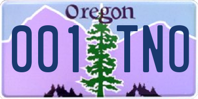 OR license plate 001TNO