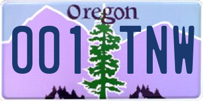 OR license plate 001TNW