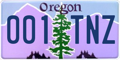 OR license plate 001TNZ