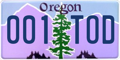 OR license plate 001TOD