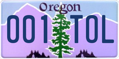 OR license plate 001TOL