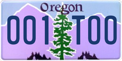 OR license plate 001TOO