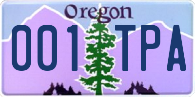 OR license plate 001TPA