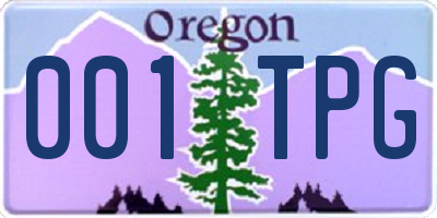 OR license plate 001TPG
