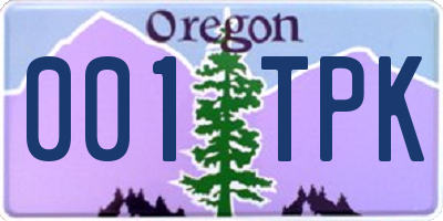 OR license plate 001TPK