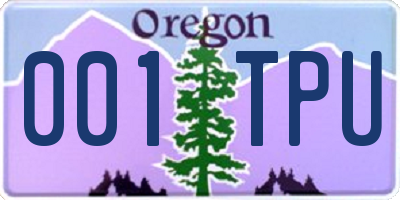 OR license plate 001TPU