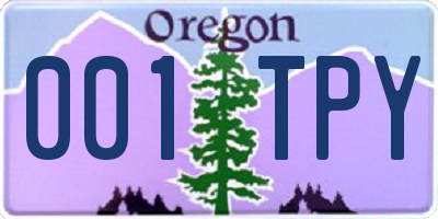 OR license plate 001TPY