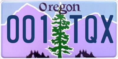 OR license plate 001TQX