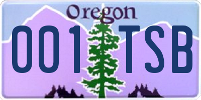 OR license plate 001TSB