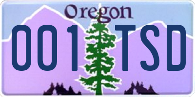 OR license plate 001TSD