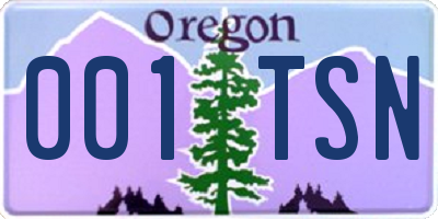 OR license plate 001TSN