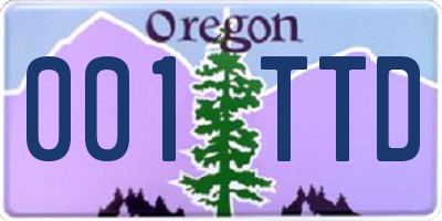 OR license plate 001TTD