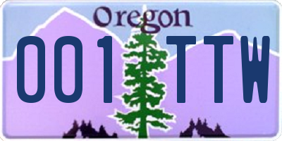 OR license plate 001TTW