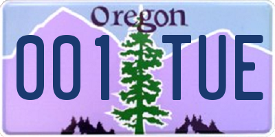 OR license plate 001TUE
