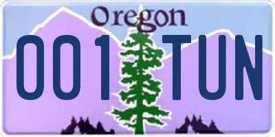 OR license plate 001TUN