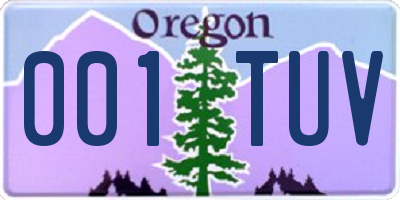 OR license plate 001TUV