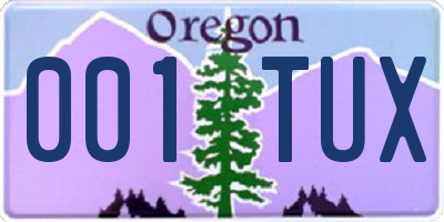 OR license plate 001TUX