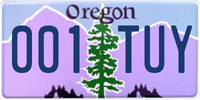 OR license plate 001TUY