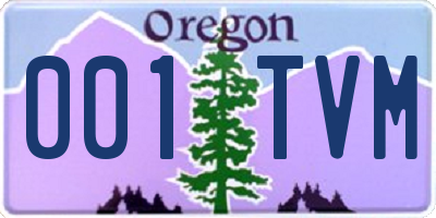 OR license plate 001TVM