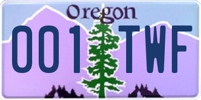 OR license plate 001TWF