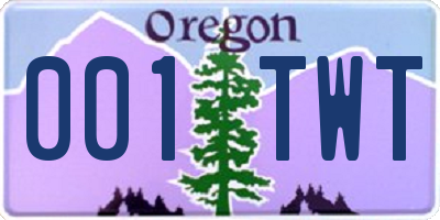 OR license plate 001TWT