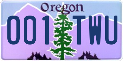 OR license plate 001TWU