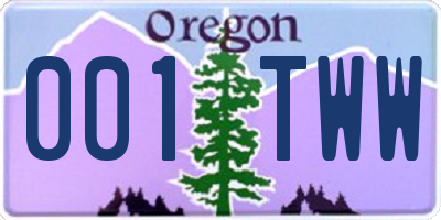 OR license plate 001TWW