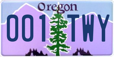 OR license plate 001TWY